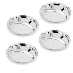 Classic Essentials CE-04 4 Pcs Stainless Steel Round Lunch Dinner Plate Set (Pack of 5)