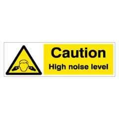 SUNSIGNS 300x100mm Vinyl & Acrylic Sandwich Caution High Noise Level Signage, SN0094VNLM1HPIDAG