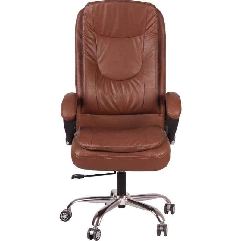 Chair Garage PU Leatherette Brown Adjustable Height Office Chair with Back Support, CG139 (Pack of 2)