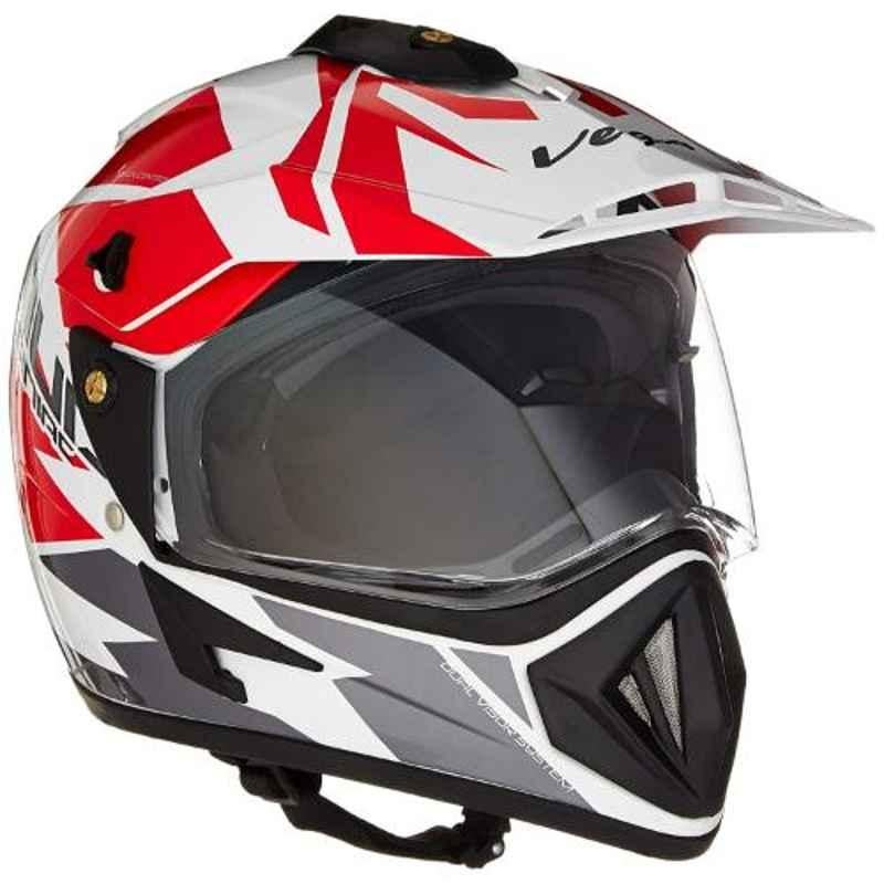 Vega Medium Size White and Red Off Road D/V Mud Full Face Helmet