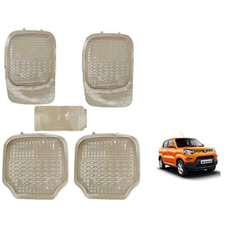 Kozdiko 5 Pcs 4G Beige Rubber & PVC Heavy Car Foot Mat Set for Maruti Suzuki S-Presso, koz_80997