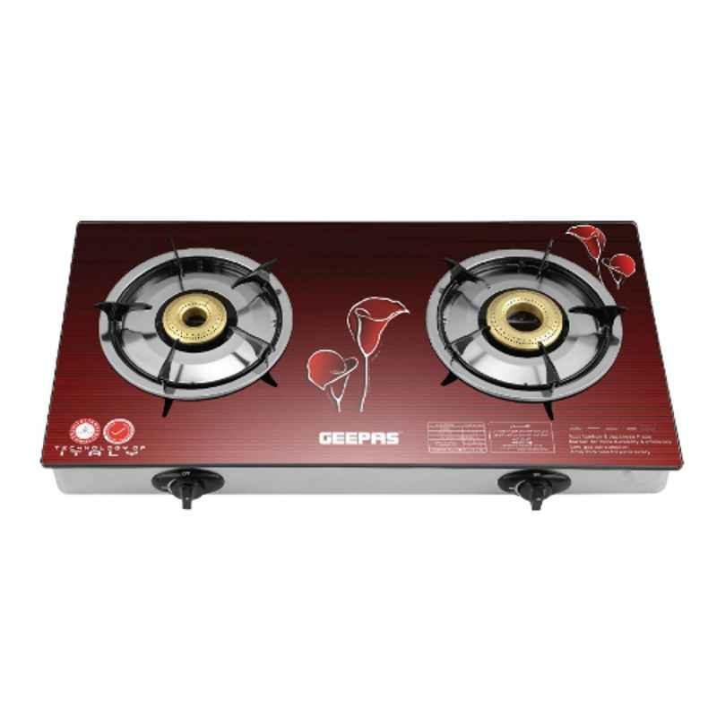 Geepas 70 & 80mm Stainless Steel & Cast Iron 2 Burner Gas Hob, GK5602