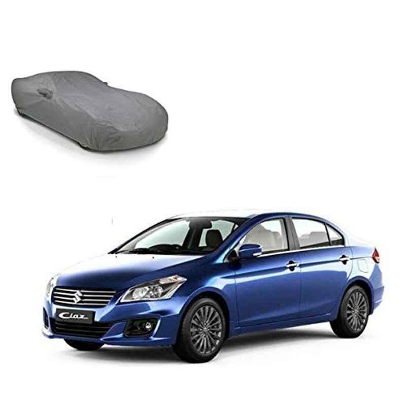 Kozdiko Polyester Matty Grey Car Body Cover with Mirror Pockets & Buckle Belt for Maruti Suzuki Ciaz Facelift 2018-Present