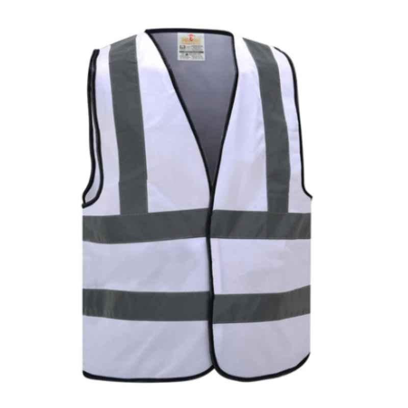 Empiral E108083601 White Polyester High Visibility Fabric Type Safety Vest, Size: L
