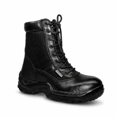Krieger Leather Black High Ankle Army Work Work Safety Bootswith Side Zip, KR-1001, Size: 10