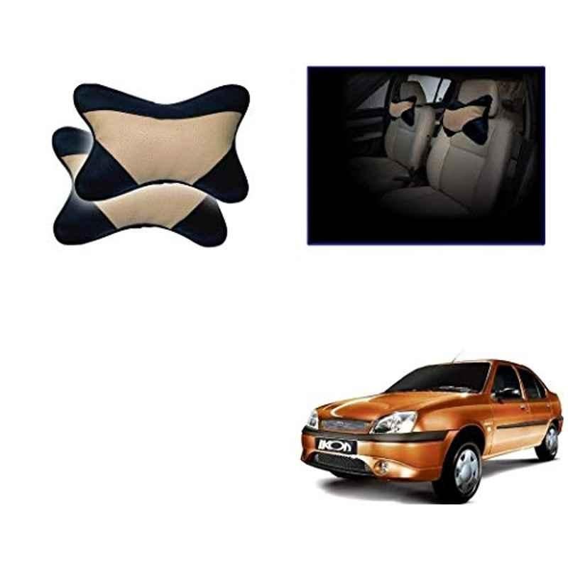 Kozdiko 2 Pcs Memory Foam Beige & Black Car Neck Rest Cushion Pillow Set for Ford Ikon
