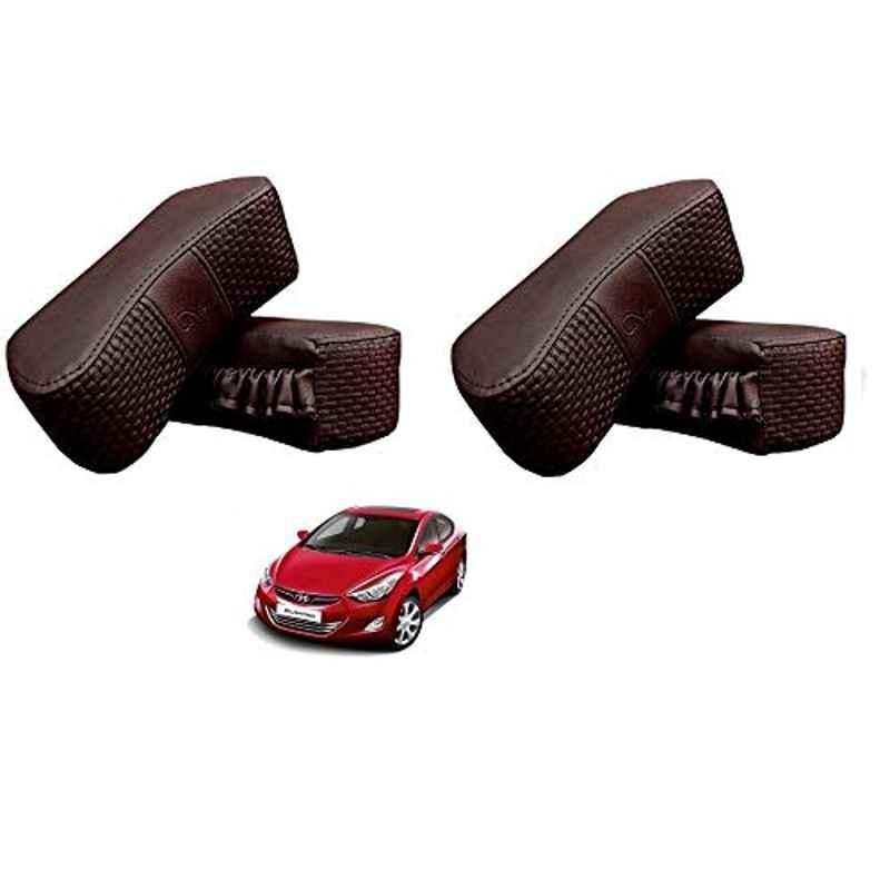 Kozdiko 4 Pcs CV Designer Cola Leatherite Neck Rest Car Cushion Pillow Set for Hyundai Elantra