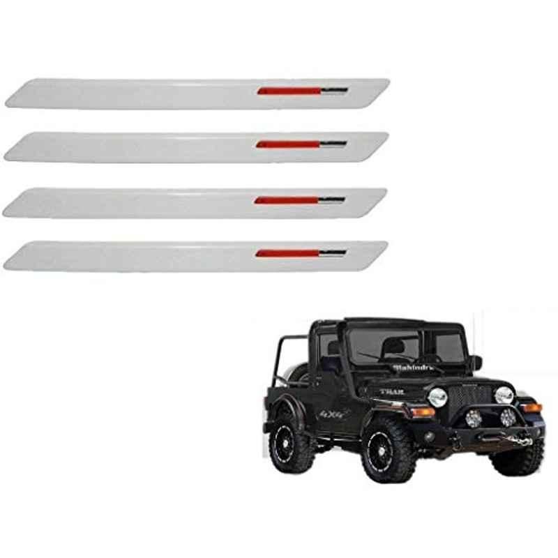Kozdiko 4 Pcs White & Red Designer Car Bumper Protector Set for Mahindra Thar, KOZ-65513
