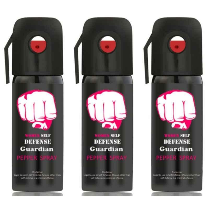 Guardian 55ml Black Self Defense Pepper Spray for Women, GUA-WSD-301 (Pack of 3)
