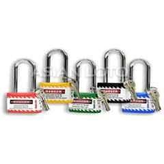 Asian Loto 5 Pcs Metal & Plastic Red, Yellow, Green, Blue & Black Long Shackle Jacket Padlock Set with 3 Keys, ALC-LPL
