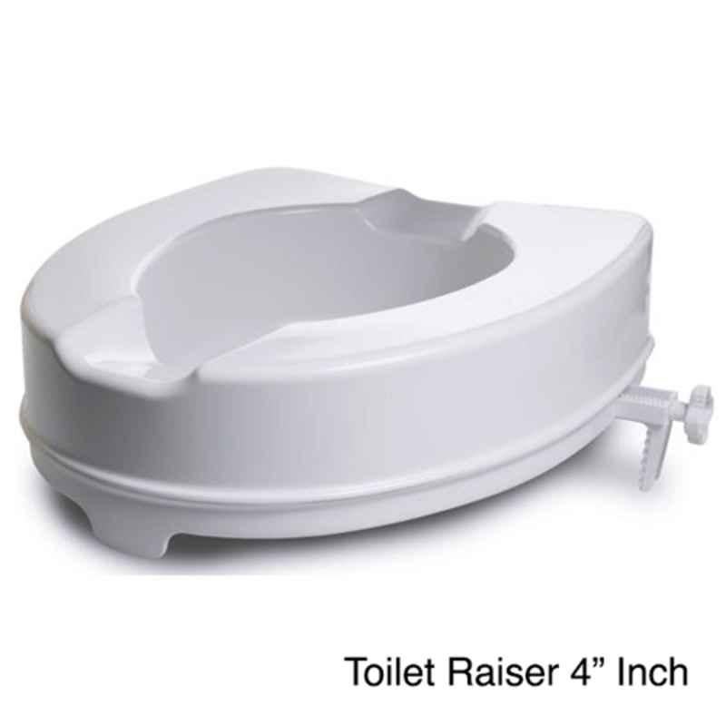 Entros 135kg Easy Fixed 4 inch White Plastic Moulded Raised Toilet Seat without Lid, SC7060C-4