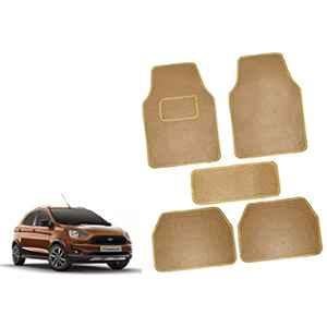 Auto Pearl 5 Pcs Polyester Beige Car Floor Carpet Set for Ford Aspire Free Style 2018 onwards