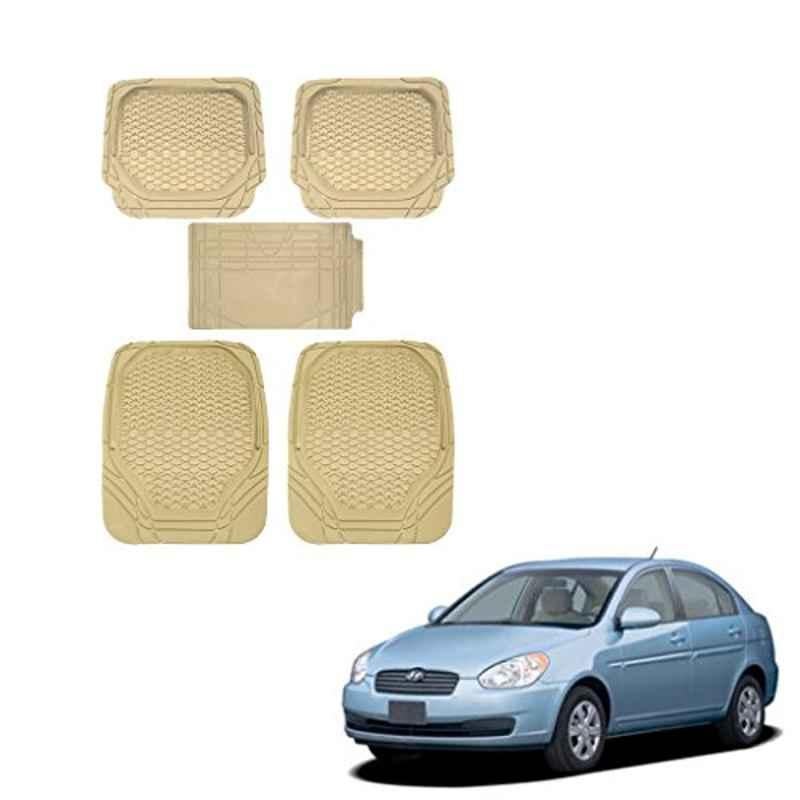 Kozdiko 5 Pcs 8855TW Beige Car Foot Mat Set for Hyundai Verna Old, koz_42869