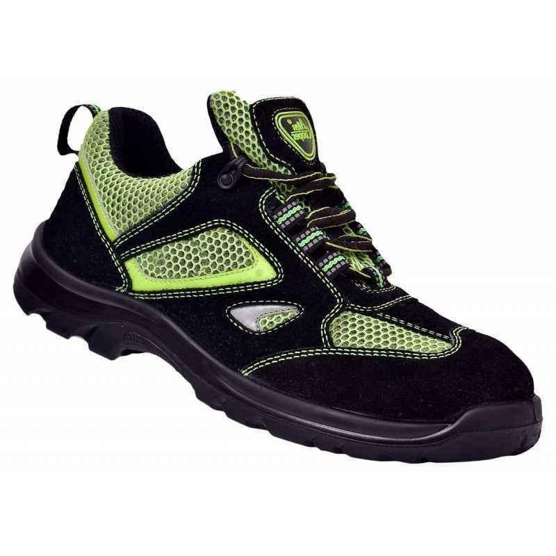 Allen Cooper AC-1434 Heat & Shock Resistant Steel Toe Green & Black Work Safety Shoes, Size: 10