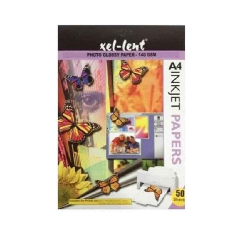 xel-lent A4 140 GSM white Inkjet Glossy Photo Paper, (Pack of 50)