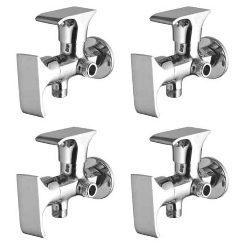 Drizzle Swift 4 Pcs 2 in 1 Brass Chrome Finish Silver Angle Valve Set, AAC2IN1SWIFT4