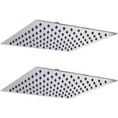 Torofy 6x6 inch Stainless Steel Ultra Slim Square Rain Shower Head without Arm (Pack of 2)