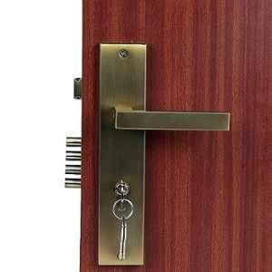 Handle Waala LB201 10 inch 60mm Stainless Steel Antique Brass Finish Cylindrical Plate Both Side Key Mortise Door Lock Set