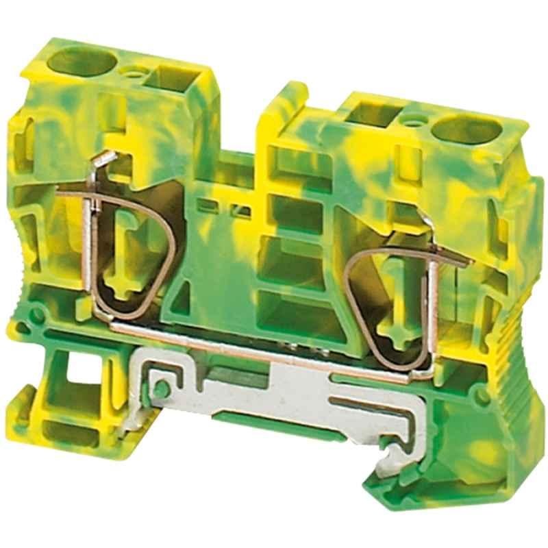 Schneider Linergy TR 71.5mm Green & Yellow Protective Earth Spring Terminal Block, NSYTRR102PE (Set of 50)