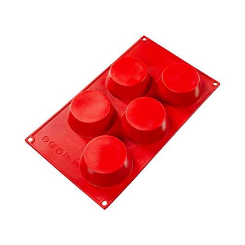 Fat Daddios 4.57oz 5 Cavities Silicone Red Deep Muffin,SMF024