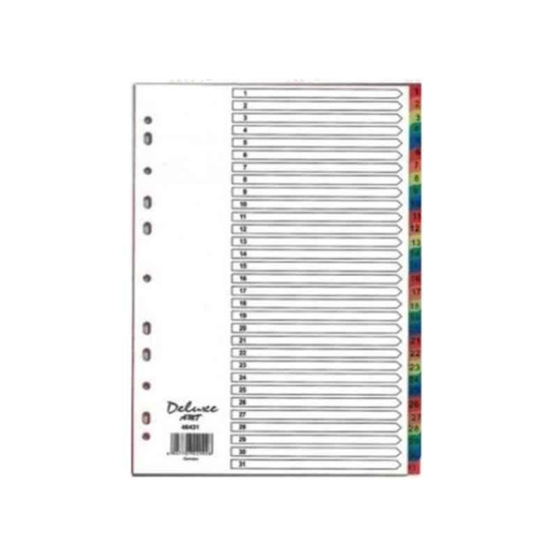 Deluxe A4 Plastic Colored Divider with numbers 1-31