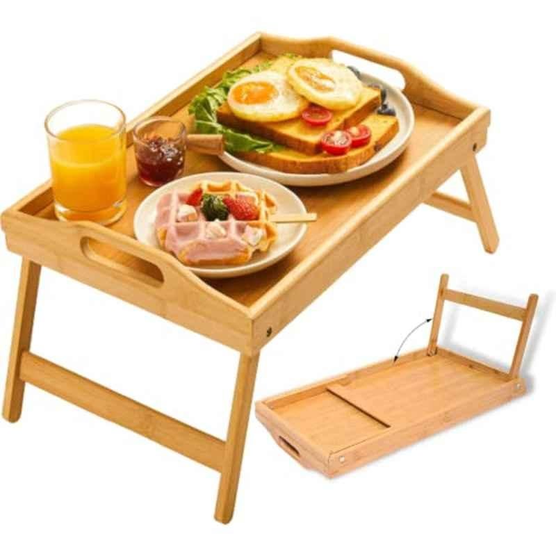 Multipurpose 50x30x20cm Adjustable Bamboo Table with Folding Leg