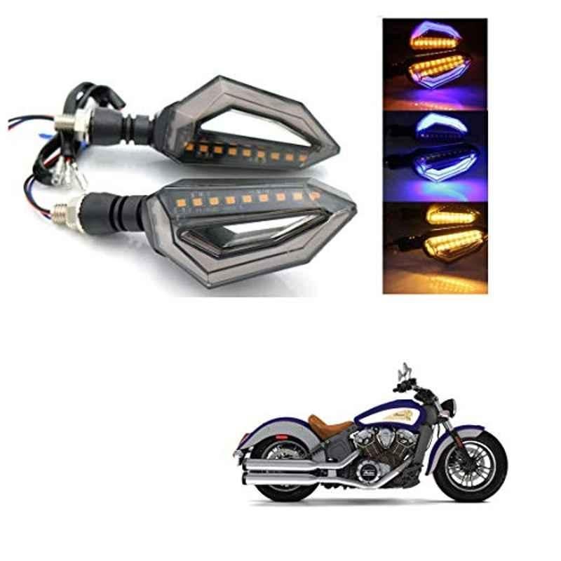 Kozdiko 4 Pcs Bike D Shaped 9 LED Front & Rear Side Turn Signal Indicator Light Set for Indian X Scout