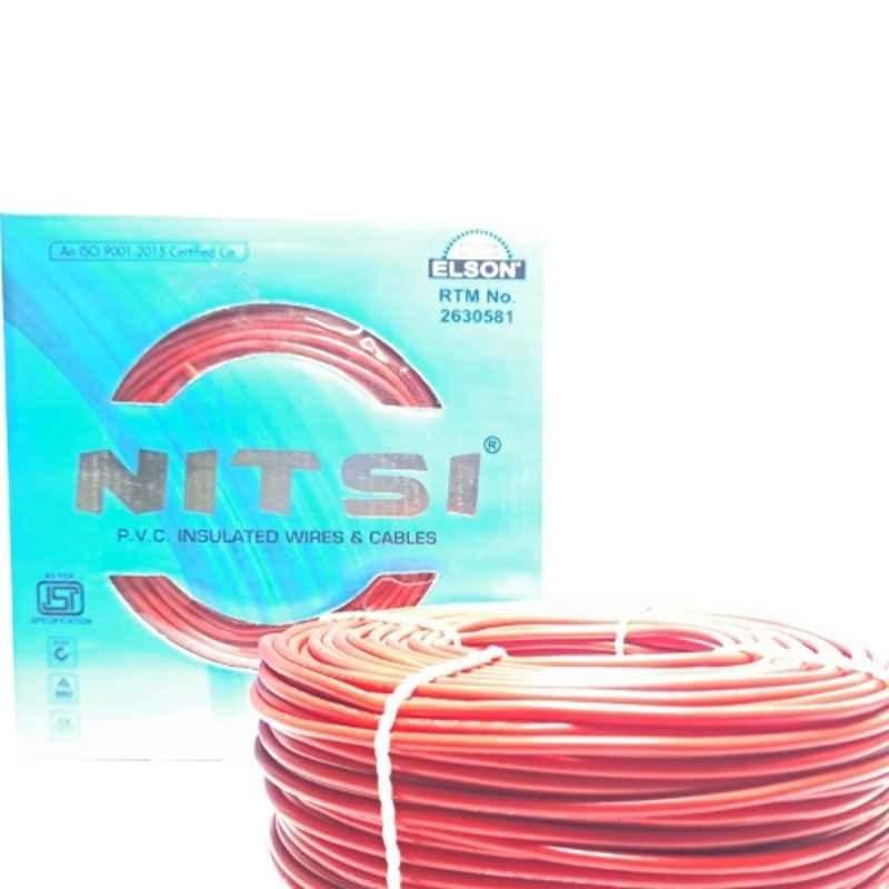 NITSI 2.5 Sqmm Single Core Red FR PVC Insulated CCR Copper Wire for Domestic & Industrial Purpose, Length: 91 m
