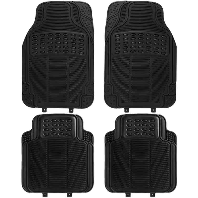 Kingsway 4 Pcs Anti-Skid PVC Black Car Floor Mat Set with Anti-Tear Technology & Waterproof for All Cars