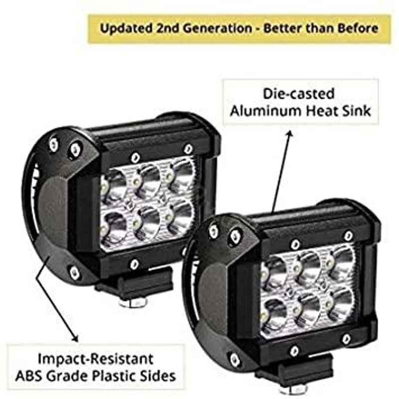 AOW 6 LED Bar Light Universal Bike Car Fog Light, Work Light Aluminum SMD LED Bar Light for Bikes Cars SUV ATV - Fitting Inside, Set of 2 (24W) T-9