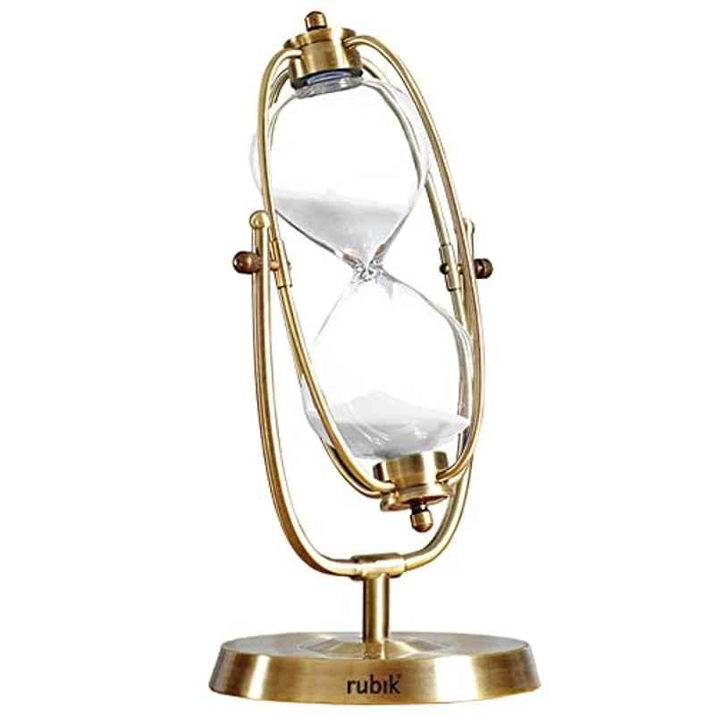 Rubik 12x24cm Metal Gold Sand Timer Hourglass