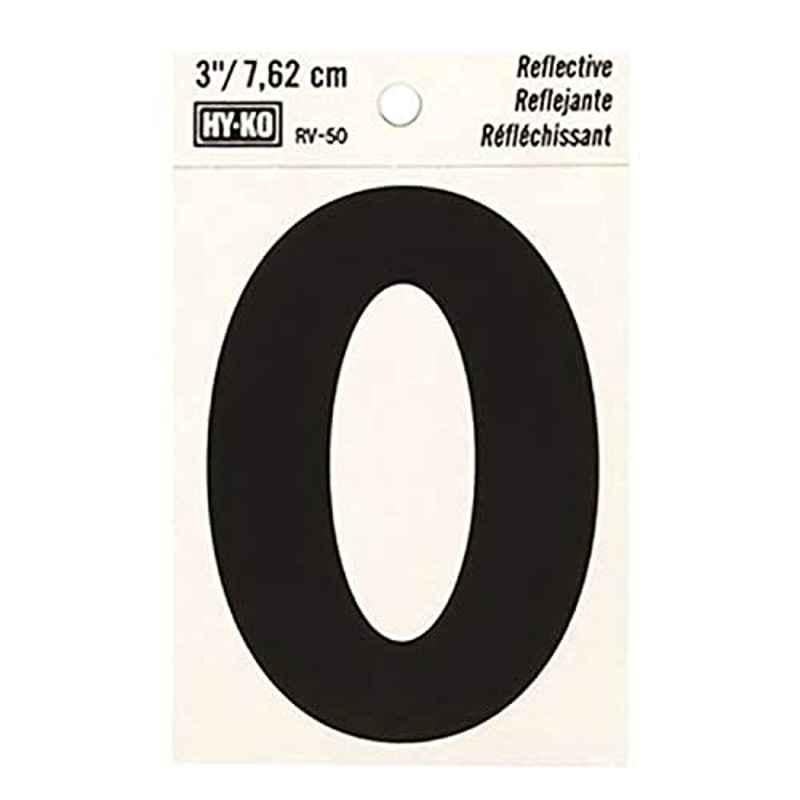HY-KO RV-50/O 3 inch Vinyl Black Reflective Letter O, 107124