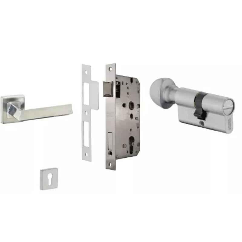 Dorset ML Series Fabio 70mm Stainless Steel Silver Chrome Finish Door Handle Lock Set with Coin & Knob (Pack of 2)