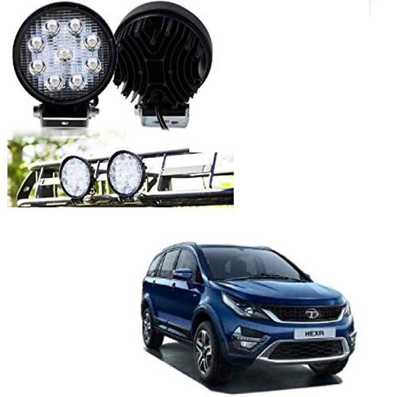 Kozdiko 2 Pcs 27W 4 inch 9 LED Waterproof Round White Fog Light Set with Mounting Brackets for Tata Hexa, kozd_19993