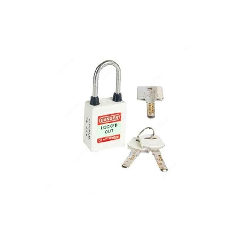 Loto-Lok 40x5mm Nylon & Stainless Steel White Three Point Traceability Lockout Padlock, 3PTPWKDMKR40