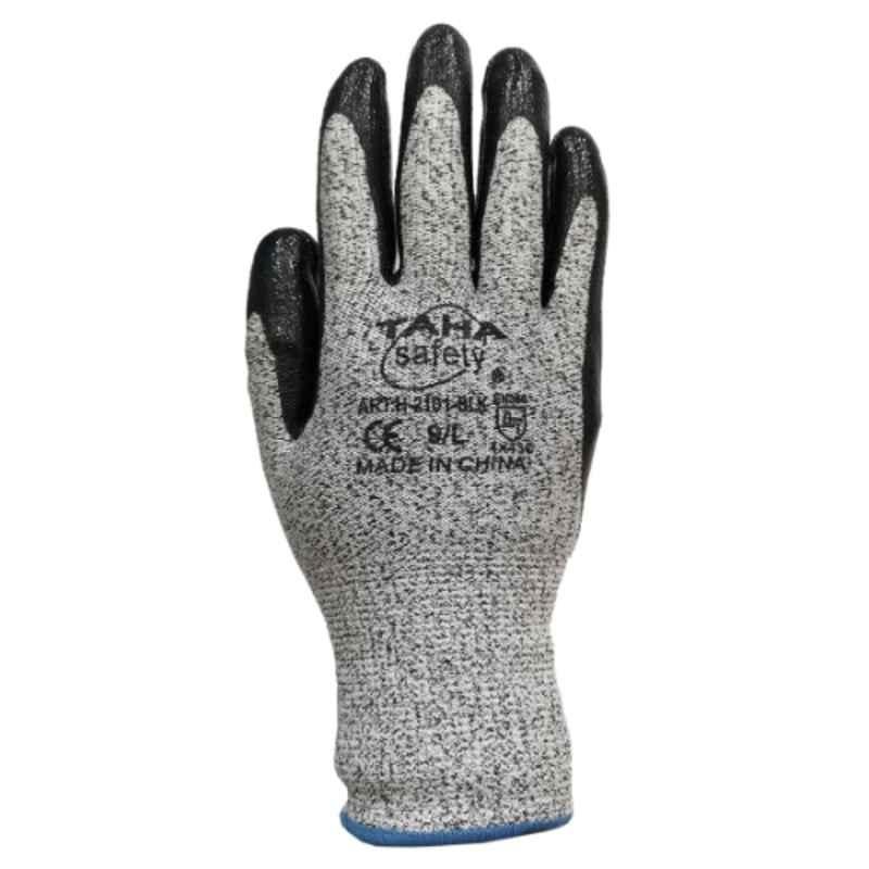 Taha Safety Nitrile Grey & Black Gloves, H2101, Size:XL