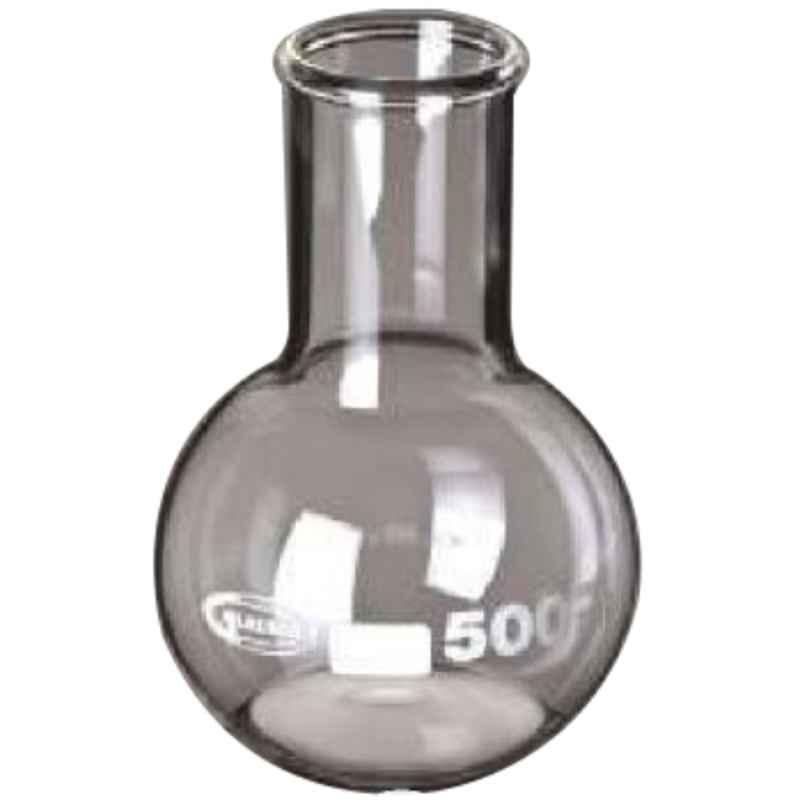 Glassco 100ml White Printing 3.3 Boro Glass Flat Bottom & Wide Neck Flask, 236.202.02 (Pack of 10)