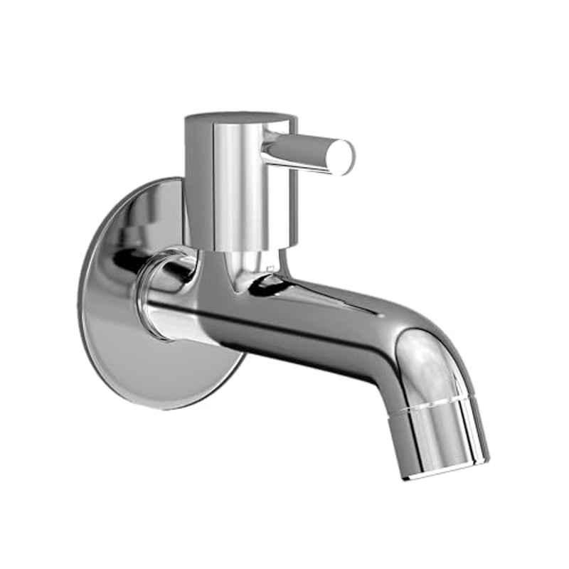 Plantex Long Body Bib Cock for Bathroom with Water Saving Aerator/Brass Spindle Bib Tap with Wall Flange and Teflon Tape for Bathroom MKS-1272-Chrome