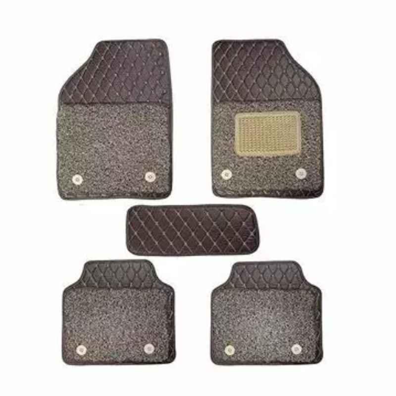 Auto Beast 5 Pcs Faux Leather Coffee Universal Premium 7D Luxury Non Slip Car Floor Mat Set for Ford Fusion