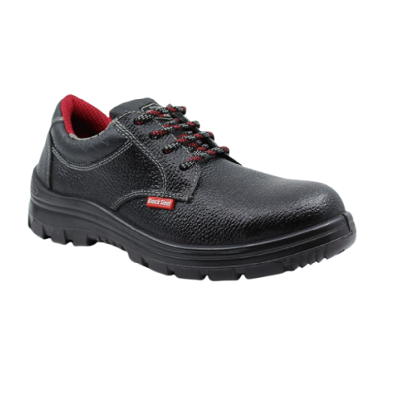 Blacksteel BS 9041 (RG) Leather Steel Toe Black Work Safety Shoes, Size: 6