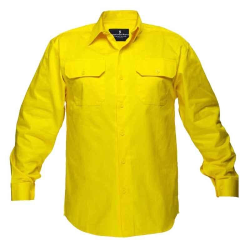 Superb Uniforms Cotton Yellow Long Sleeves Safety Shirt for Men, SUW/Y/WSLS-02, Size: M