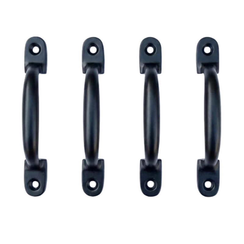 Mix & Match Hotbad 4 inch Cast Iron Black Matte Finish Cabinet Pull Handle for Wardrobe, Cupboard & Window (Pack of 4)