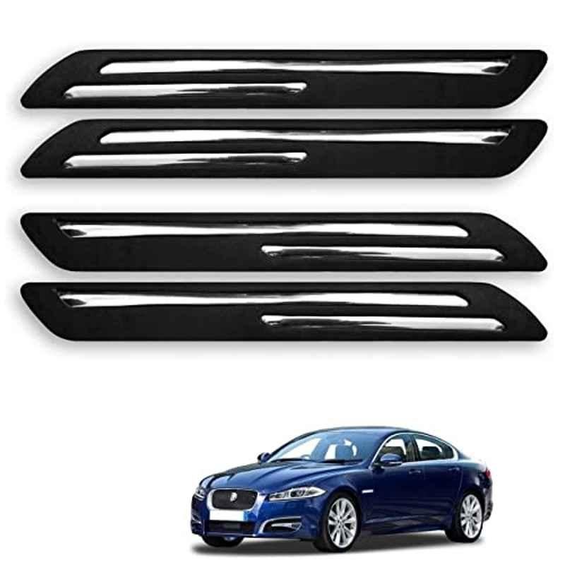 Kozdiko 4 Pcs Rubber Black Double Chrome Strips Car Bumper Protector Guard Set for Jaguar XF