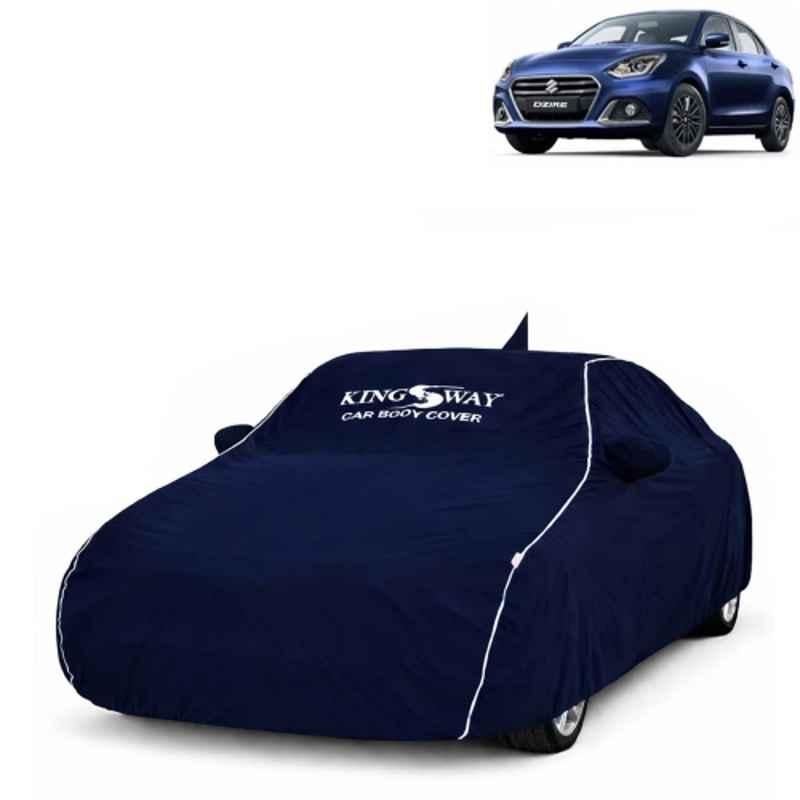 Kingsway Super Waterproof All Weather Protection Polypropylene Blue Car Cover for Maruti Suzuki Swift Dzire 2020 to 2024 with Mirror & Antenna Pockets