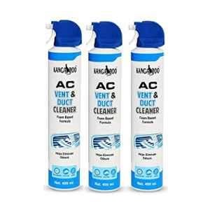 Kangaroo 400ml Car AC Vent & Duct Cleaner with Odour Neutralizer Spray & Long No-Sal Pipe for Effective Cleaning (Pack of 3)