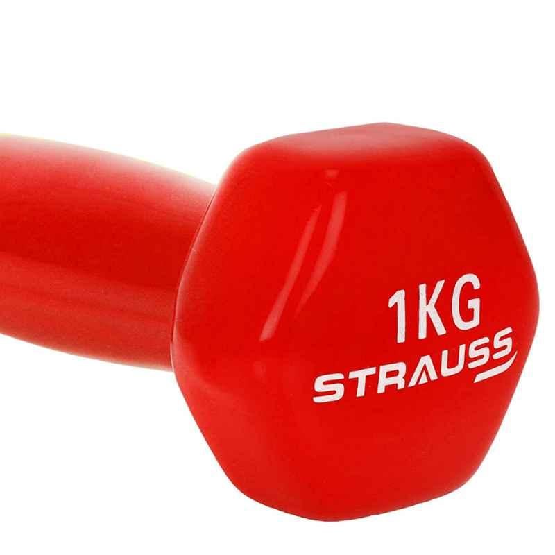 Strauss 1kg Red Plastic & Vinyl Dumbbell, ST-1516