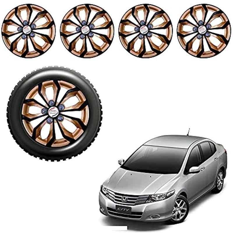 Auto Pearl 4 Pcs 15 inch ABS Golden & Black Car Wheel Cover Set for Honda City Ivtec 2011