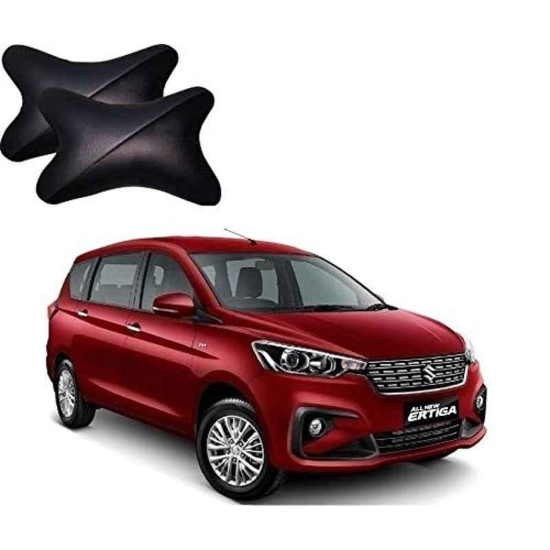 Kozdiko 2 Pcs Grey & Black Car Neck Rest Pillow Cushion Set for Maruti Suzuki Ertiga (Nov 2018-Present)