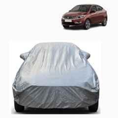 Aarex Auto Polyester Silver 100% Waterproof Car Body Cover with Mirror Pocket, Inner Cotton Layer, Triple Stitched, Adjustable Belt & Bottom Elastic for Tata Tigor, DZ-1-Silver