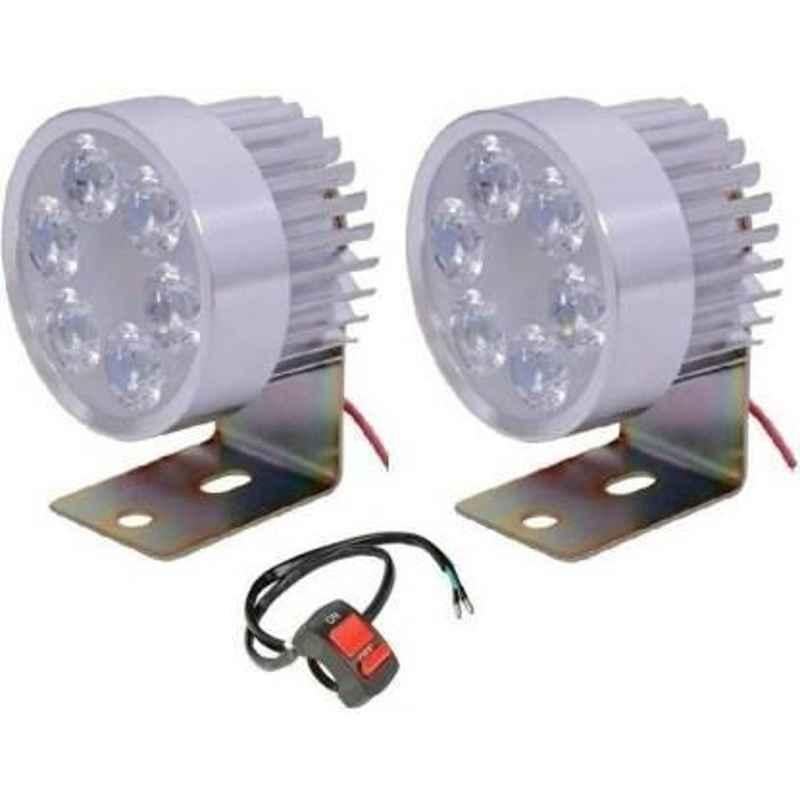 JBRIDERZBike 6 Led 2 Pcs Set With Switch Fog Light For Hero Passion Pro New (Silver)